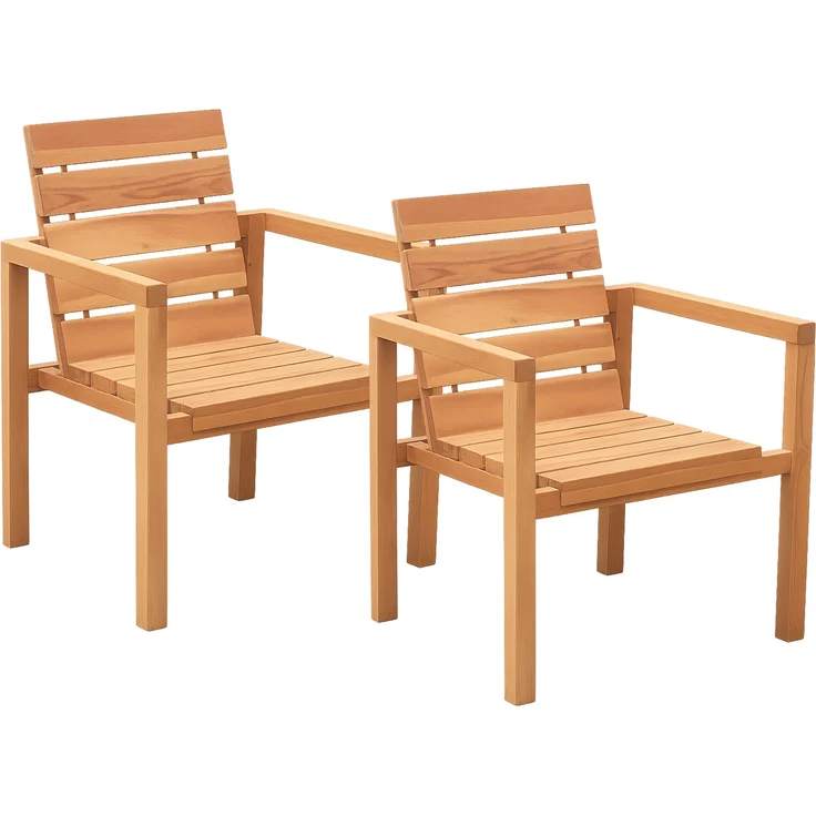 Teak Gartensessel mit Armlehnen FREETOWN (2er Set) 172499533 – Bild 1