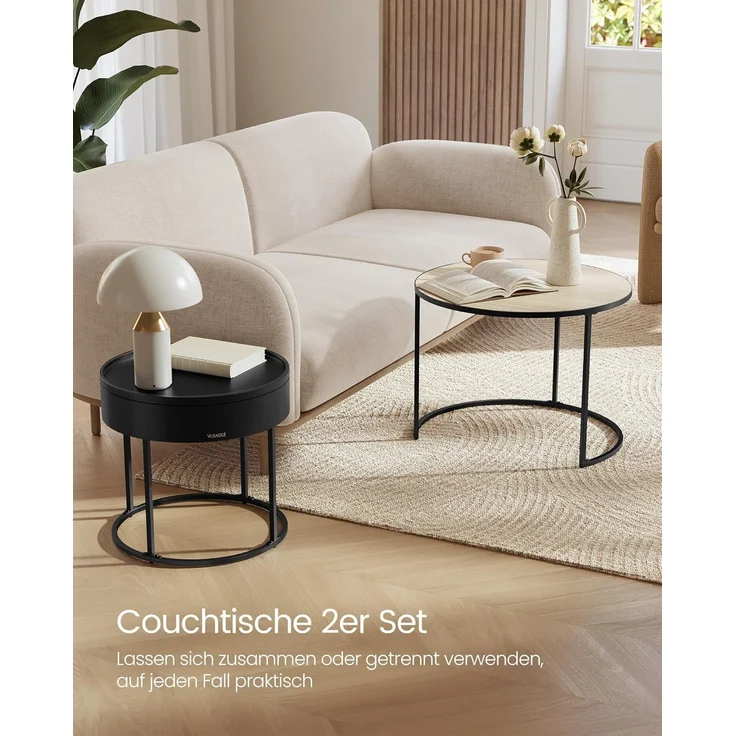 VASAGLE Couchtisch (Set, 2er Set), Beistelltisch für Wohnzimmer, Satztisch, versteckter Stauraum – Bild 4