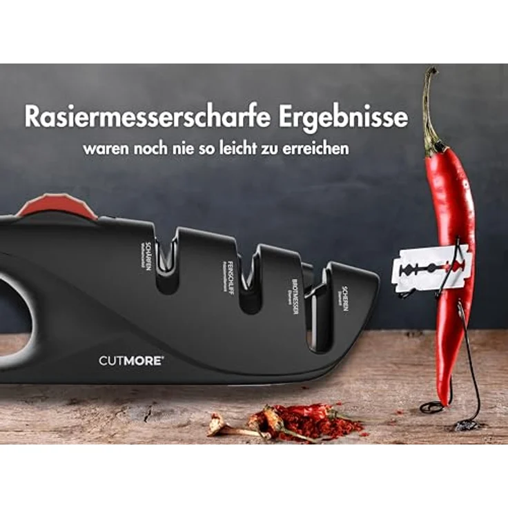 CUTMORE® Diamant Messerschärfer ProSharp, Winkelverstellbarer Messerschleifer für japanische- und Damastklingen, rutschsicher, auch für Brotmesser und Scheren, präzise Schleifwinkel von 15° bis 24° – Bild 4