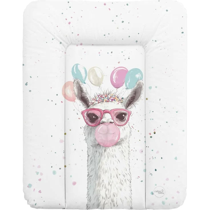 Ceba Baby® weiche Wickelauflage 50x70 cm - Baby Wickelunterlage - Wickeltischauflage für Junge und Mädchen - Wasserdicht, abwaschbar - OEKO-TEX® Standard 100 - Made in EU - Verrücktes Lama – Bild 1