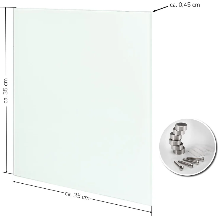 Magnettafel mit weißer Glasfront, beschreibbar, 6 Magnete, 1 Marker, 1 Marker-Halter, Memo-Board – Bild 7