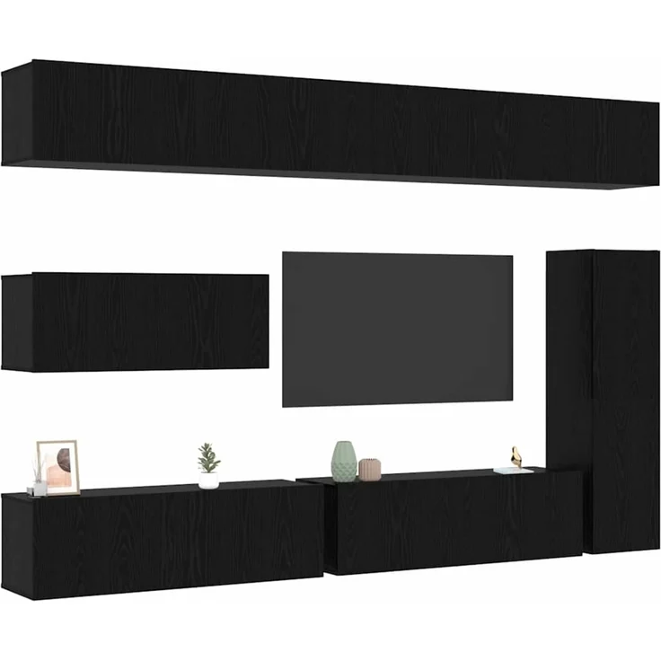 vidaXL TV Cabinet Set 7 stk. 30,5 x 30 x 110 cm Schwarz Eichen-Optik 3332588 – Bild 3