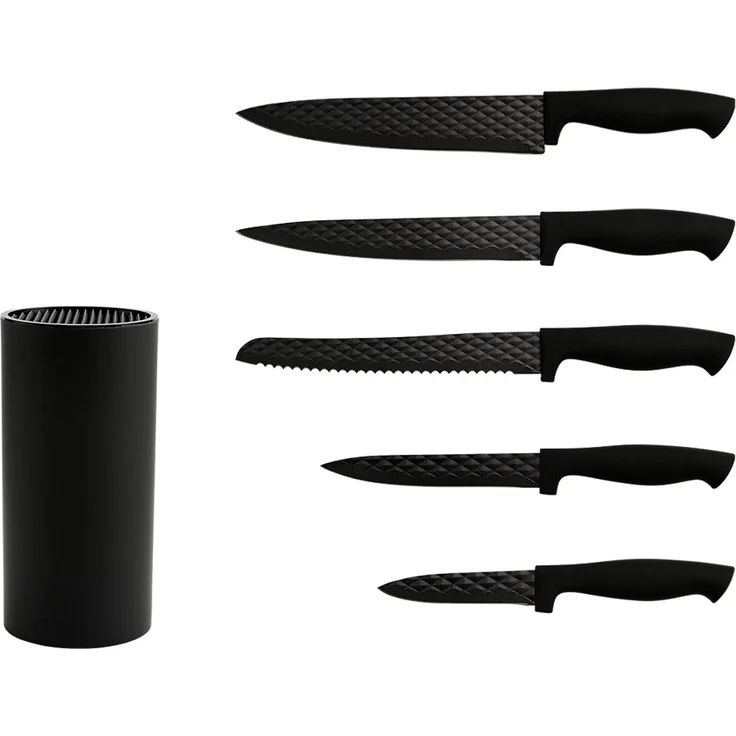 Messer Kochmesser Messerset mit Messerständer Set 6-tlg. Cheffinger schwarz KB02 – Bild 5