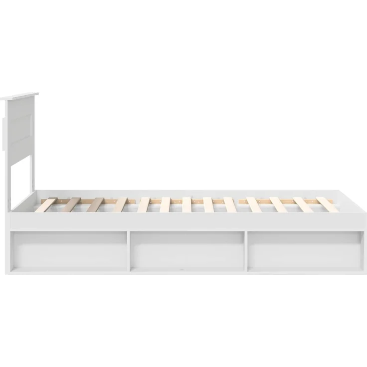 vidaXL Bettrahmen mit Kopfteil Weiß 75 x 190 cm Massives Kiefernholz 3409815 – Bild 7