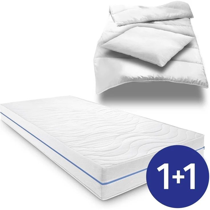Ergonomische Matratze 90x200 cm 7-Zonen Supportho Premium, Höhe 18 cm, Härtegrad H2/H3 + CloudComfort Basic Mikrofaser Bettset 135 x 200 cm + 80 x 80 cm