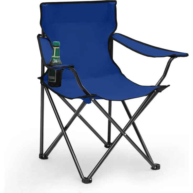 Sunula Campingstuhl Faltbar Anglerstuhl Ultraleicht Faltstuhl mit Armlehnen, mit Getränkehalter, mit Tragetasche, bis max. 100 kg, Blau