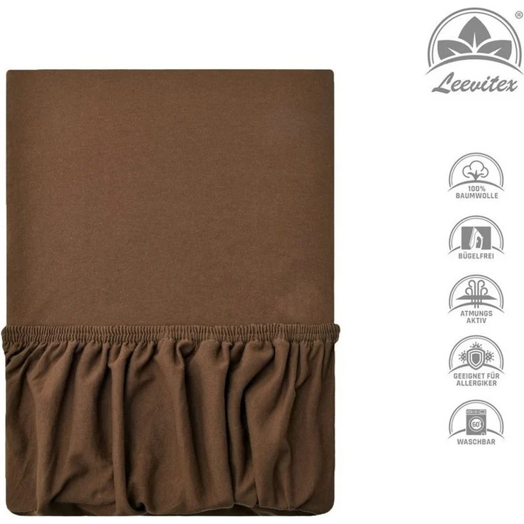 leevitex® Spannbettlaken, Premium 170g/m², Gummizug: rundum, schwer und dick, 100% Jersey-Baumwolle, Schokobraun / Dunkelbraun, 90 x 200 - 100 x 220 cm – Bild 2
