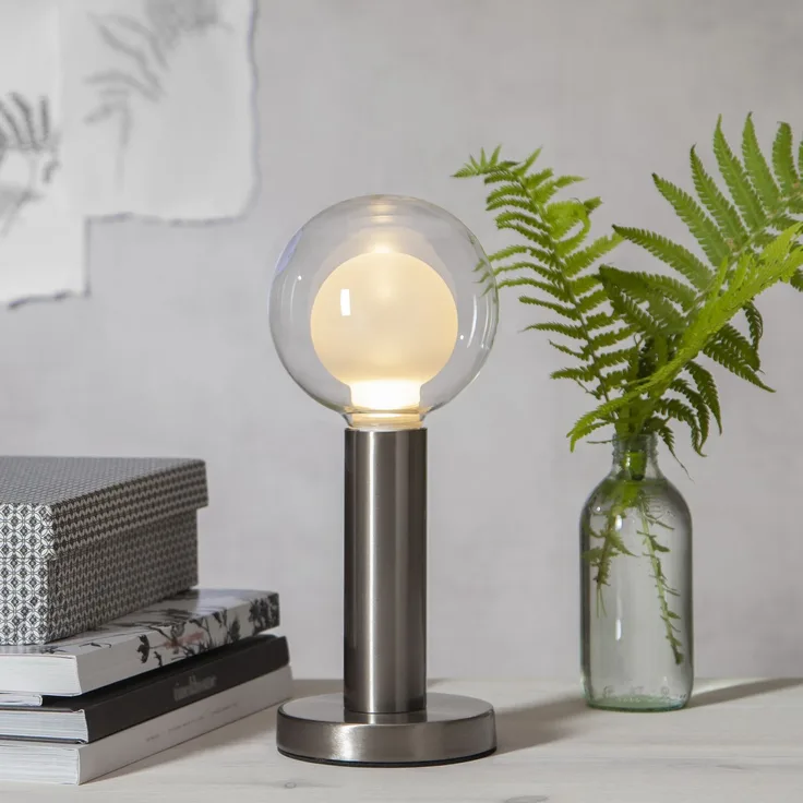 Hohe Lampenbasis Glans mit E27 Fassung Metall gebürstet silber H 17cm