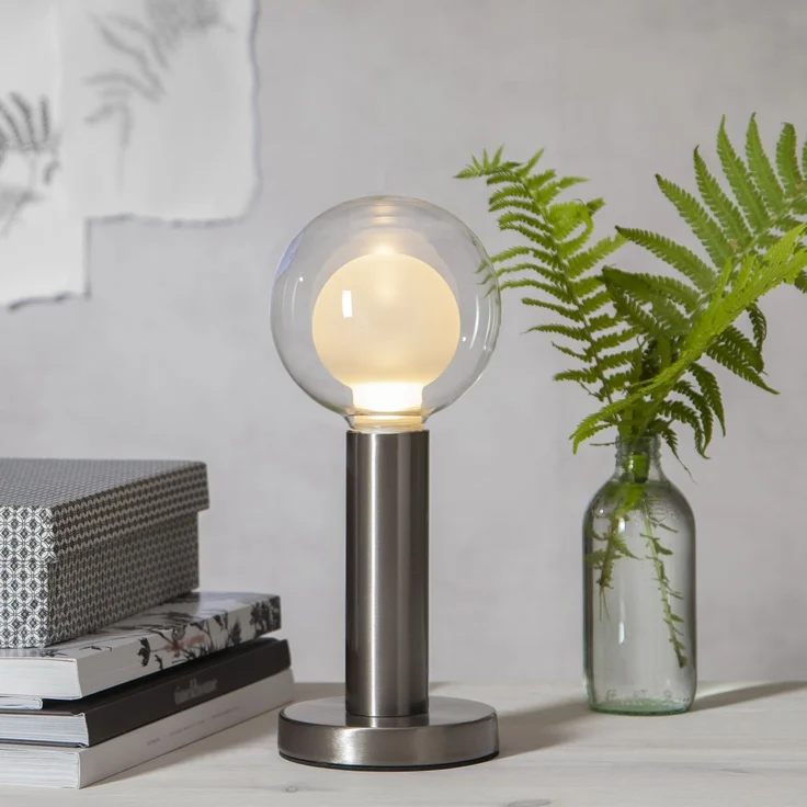 Hohe Lampenbasis Glans mit E27 Fassung Metall gebürstet silber H 17cm