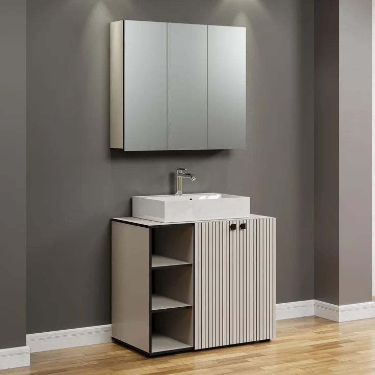 Badmöbel Set Bliss in grau 90 cm – Bild 3
