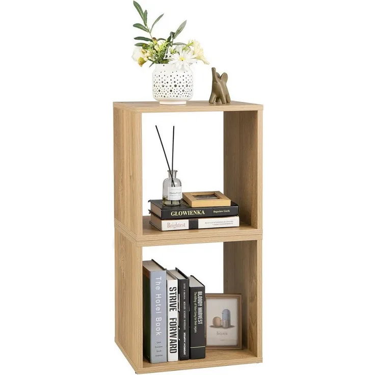 COSTWAY Bücherregal 2er Set Würfelregalen, 2-tlg, stapelbar, mit 2 Fächern