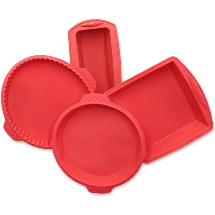 ZOLLNER 4er Set Backform aus Silikon, rot – Bild 1
