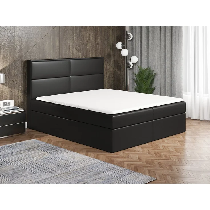 A&J MöbelLand GmbH Boxspringbett HOPP mit Bettkasten, Topper und gepolstertem Kopfteil. (Boxspringbett mit Bettkasten und gepolstertem Kopfteil. Inclusive Topper !, TOP ANGEBOT), Länge 208cm Höhe 106 cm – Bild 2