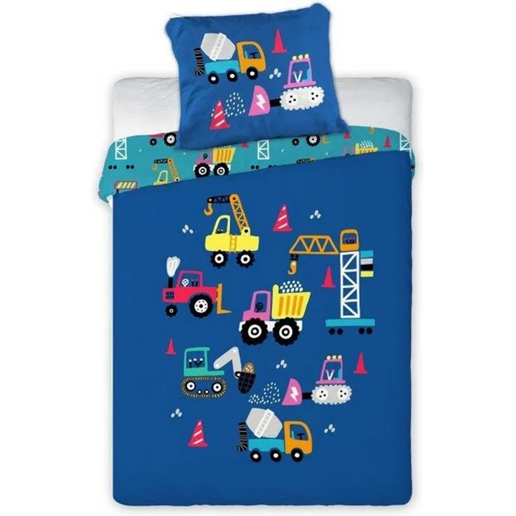 texpot Bettwäsche Kinderbettwäsche Fahrzeuge Baustelle bedruckt Garnitur, 2 teilig