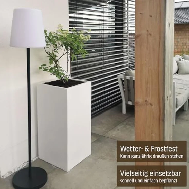 VIVANNO Pflanzkübel Fiberglas BLOCK Säule, Weiß Matt 40x40x80 cm – Bild 3