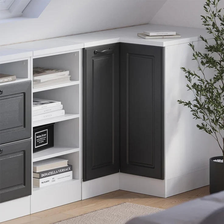 Dachschrägenschrank Eckschrank Rion Anthrazit Landhaus 75.6 x 81.6 cm mit 1 Tür, Schrankkorpus 60 cm Tiefe Vicco – Bild 6