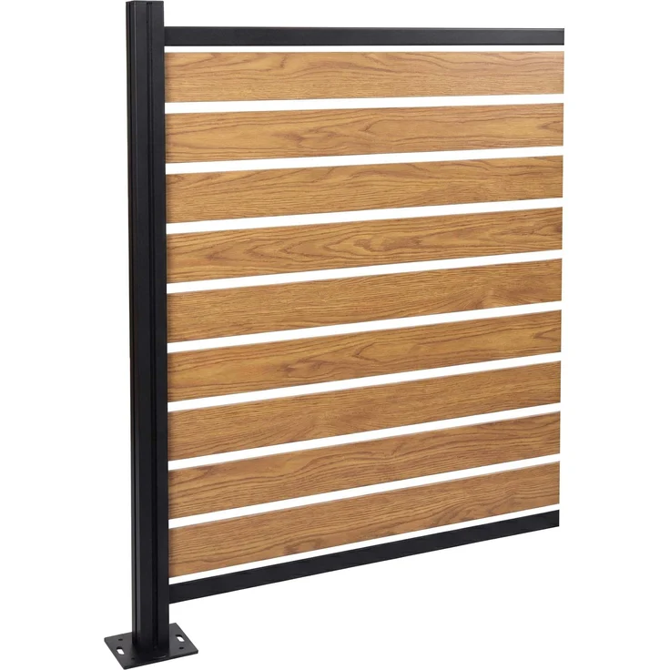 Alu Mülltonnen-Zaun HWC-K57, Erweiterungselement Mülltonnenverkleidung, Holzoptik erweiterbar 130x100x6cm ~ hellbraun – Bild 1