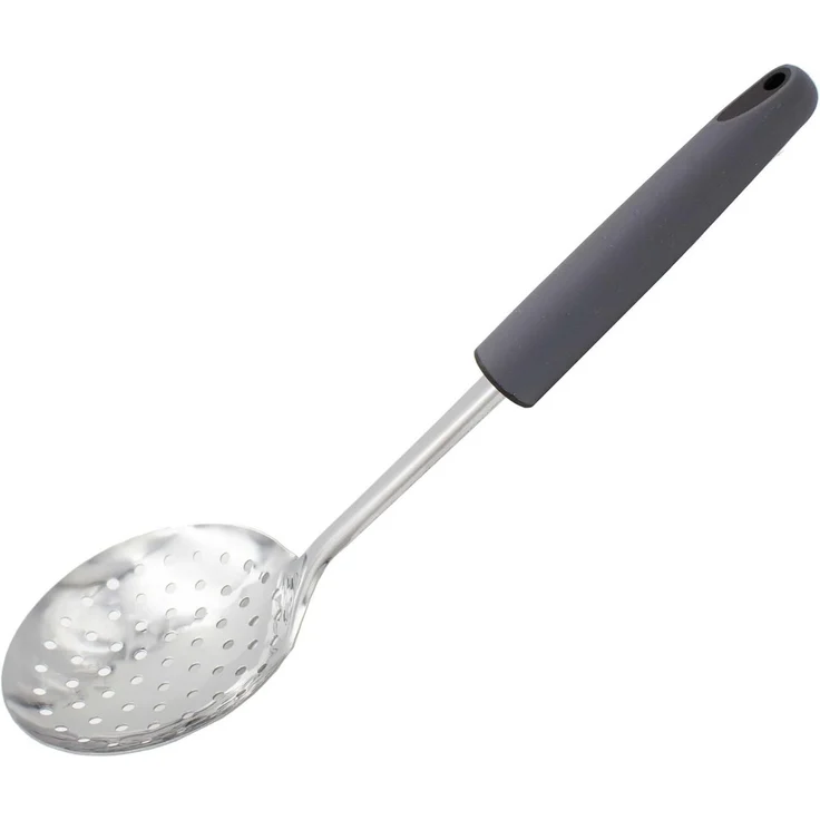 mucHome Schaumlöffel aus Edelstahl 33cm Schaumkelle Siebkelle mit gummierten Griff – Bild 5