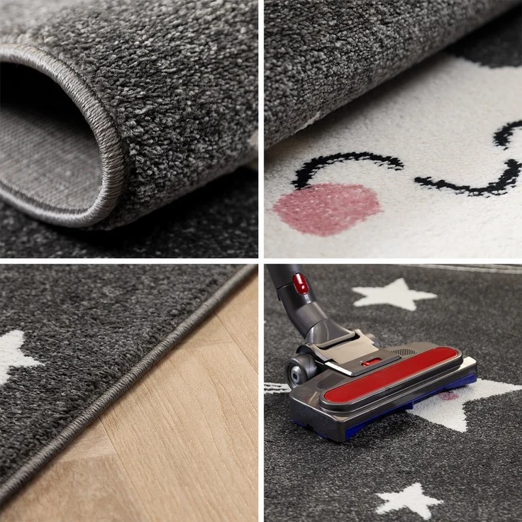 Carpettex Kinderteppich Sterne-Design, Rund, Höhe: 11 mm, Kinderteppich Stern-Design Grau Baby Teppich Kinderzimmer Pflegeleicht – Bild 2