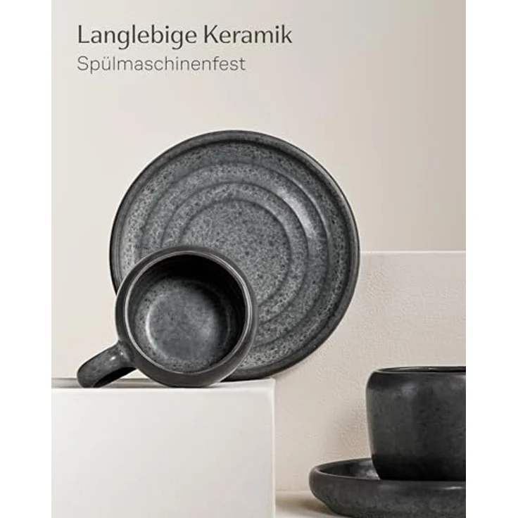 Cosumy Espressotasse 4er Espressotassen Set mit Untertassen Weiß – 90 ml Keramik Espresso, 4-tlg, Steingut, Handglasiert, Spülmaschinenfest & Mikrowellengeeignet, 4er Set – Bild 5