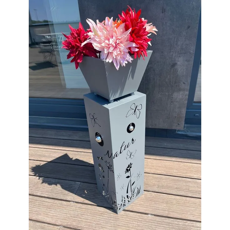 Harms Import Dekosäule Pflanzsäule mit Blumenmuster 82 cm
