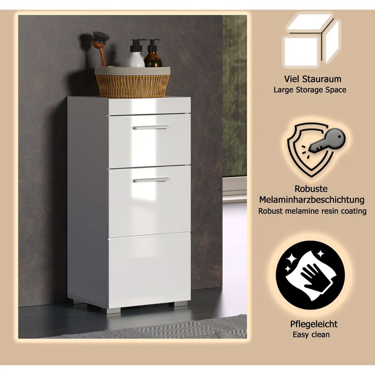 Trendteam 'Amanda' Midischrank, Holz, 79 x 31 x 37 cm, Weiß – Bild 14