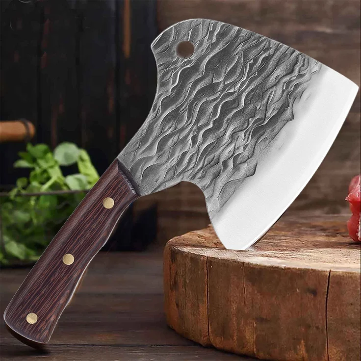 Schwer geschmiedetes Metzgermesser das etwas andere Hackbeil und Knochenmesser Kohlenstoffstahl – Bild 5