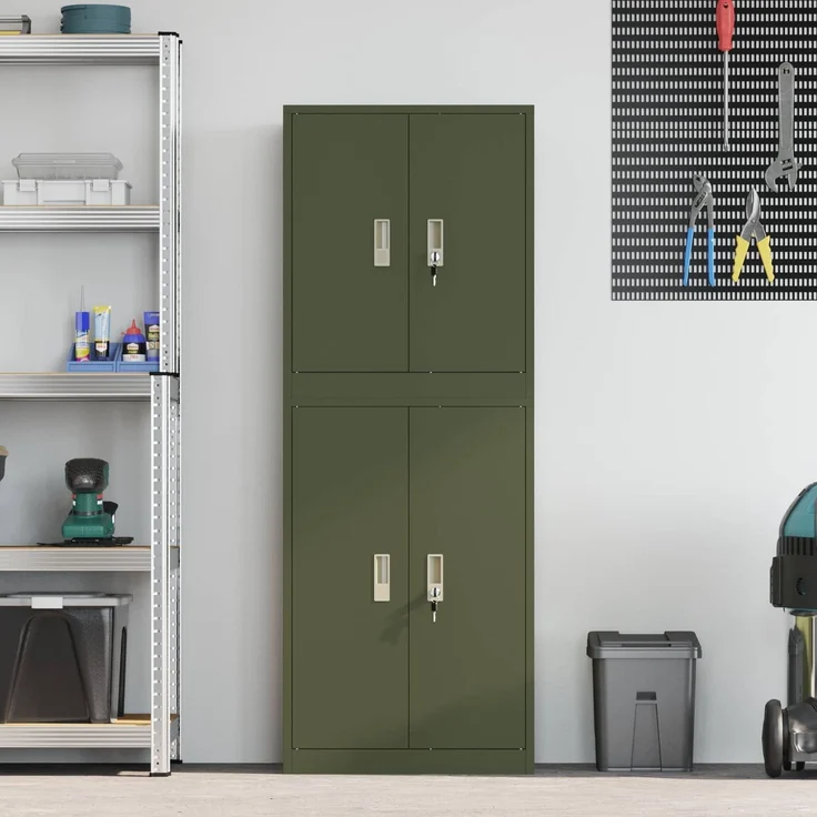 vidaXL Aufbewahrungsschrank 2 stk. Olive Grün 60 x 40 x 160 cm Stahl 3438751 – Bild 4
