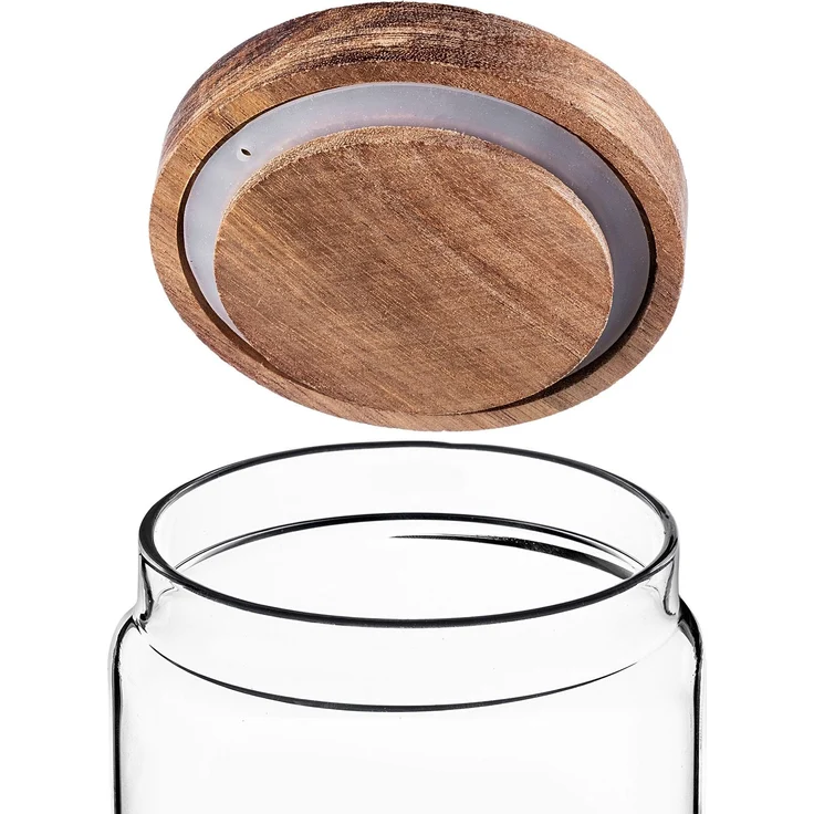 KADAX Vorratsglas 1550ml mit Holzdeckel, Glasbehälter zur Aufbewahrung von Lebensmitteln, Vorratsgläser mit Deckel, Vorratsbehälter aus Glas, Vorratsdosen – Bild 8