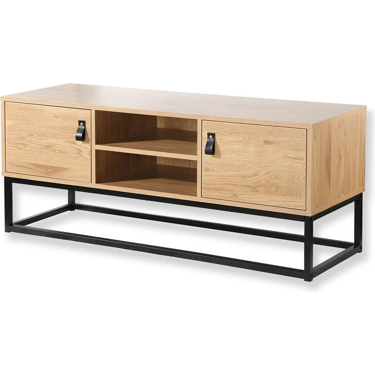 Casâme TV-Möbel Eiche Dekor 2 Türen und zentrale Ablage - L120 cm - Dunkles Holz – Bild 3
