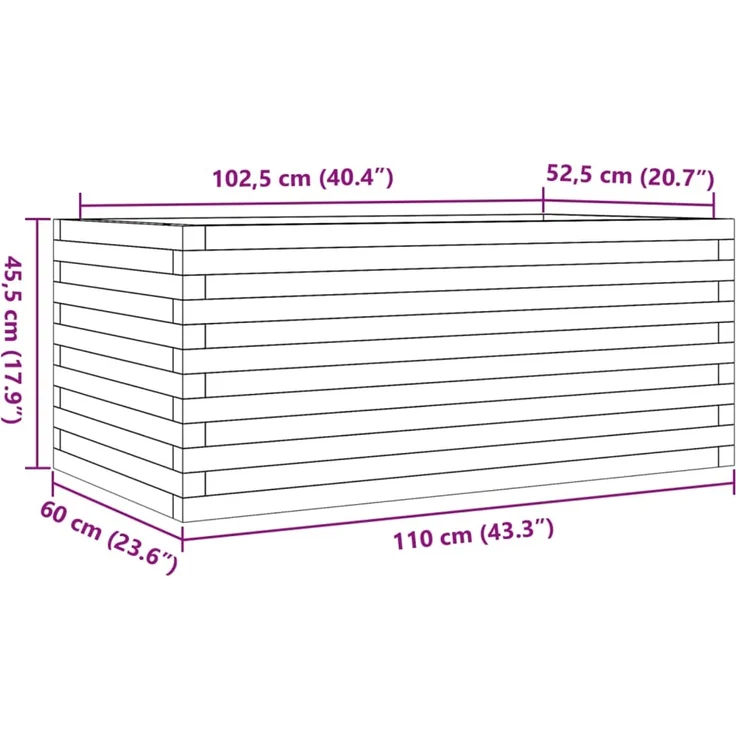 vidaXL Pflanzkübel 110x60x45,5 cm Massivholz Kiefer 847283 – Bild 9