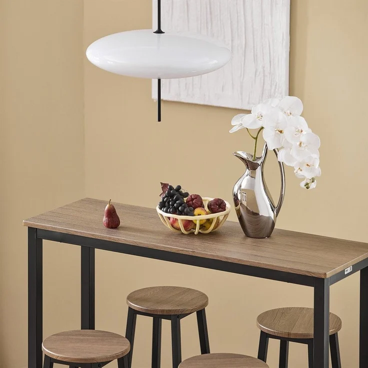 SoBuy OGT22-SCH Bartisch-Set mit 4 Hockern, MDF, PVC-Beschichtung, Helle Eiche, 100 x 93 x 60 cm – Bild 7