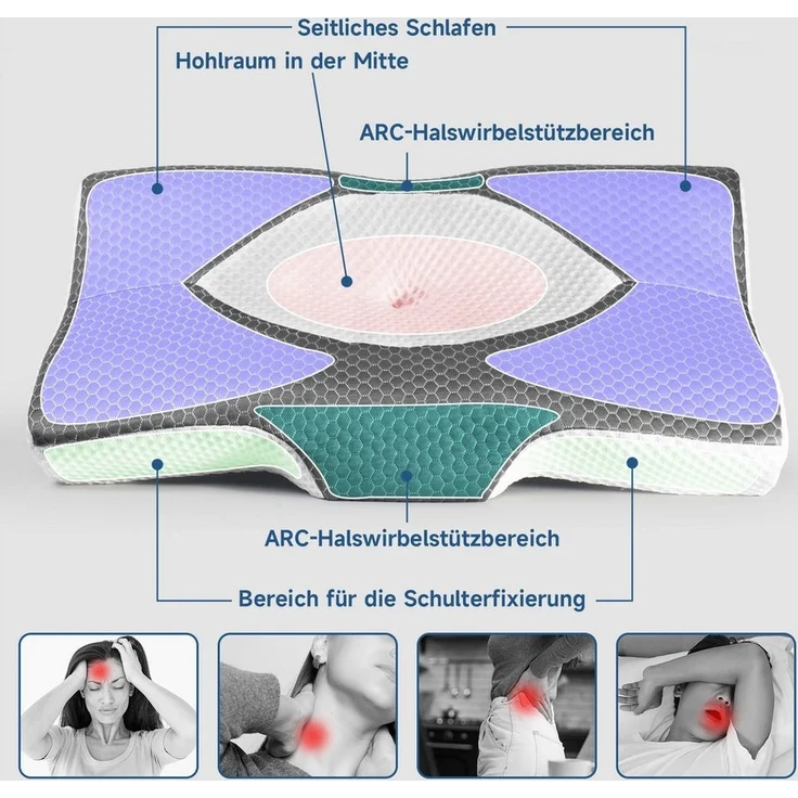 Esun Kopfkissen Kopfkissen, Ergonomisches Memory Foam Kissen, Nackenkissen, Kissen, Füllung: Rückstellschaum, Rückenschlafer, Seitenschlafer, Bauchschlafer, Set, Seitenschlafer, Rückenschlafer, Bauchschlafer, Set, Kissen, Kopfkissen, Kopfkissen für Sei... – Bild 2