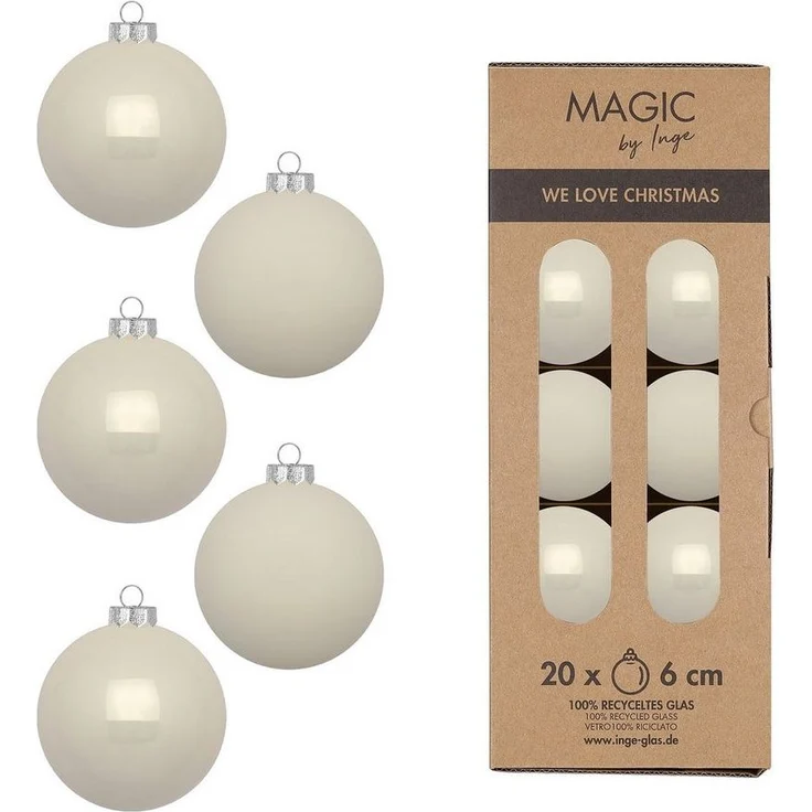 MAGIC by Inge Weihnachtsbaumkugel, Weihnachtskugeln Glas 6cm 20 Stück - Blanched Almond – Bild 3
