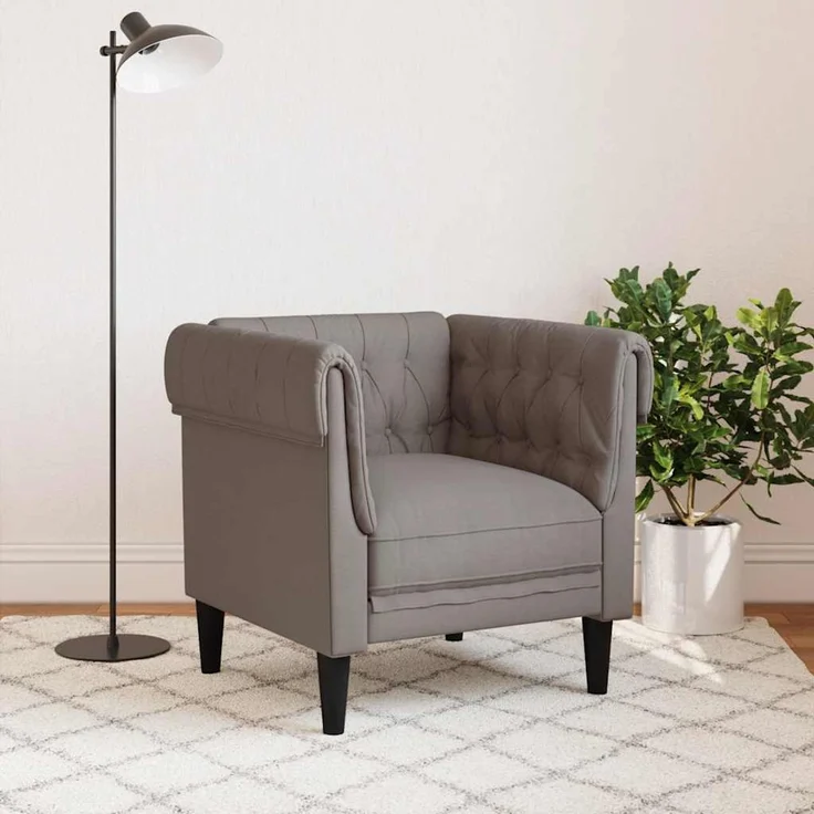 vidaXL Chesterfield-Sessel Taupe Stoff 372543 – Bild 3