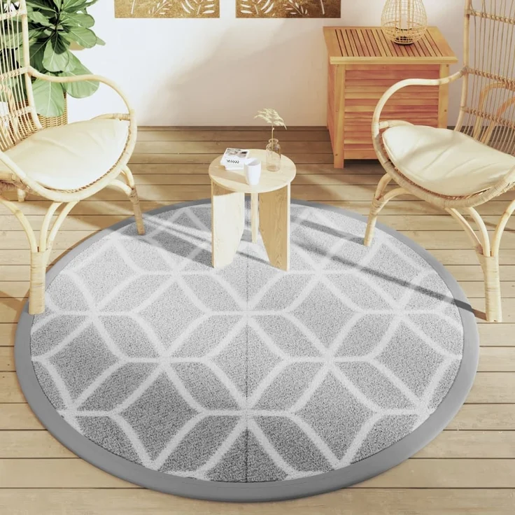 vidaXL Outdoor-Teppich ARAKIL Grau Ø160 cm PP 368467 – Bild 2