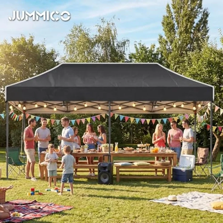 JUMMICO 3x6m Schwerlast-Faltpavillon für Extremes Wetter｜Spitzdach & 110g silberbeschichtetes Oxford｜Verstärkte Klettfixierung｜Mehr Stauraum & Stabilität – Bild 7