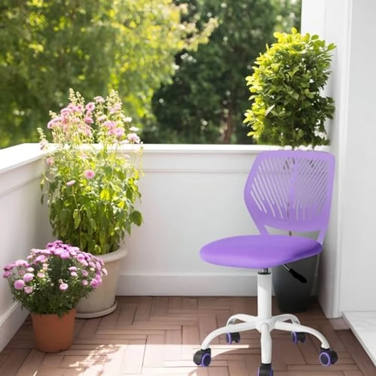 FurnitureR Indoor Gartenstuhl Drehstuhl Höhenverstellbar 360 Grad Stoff PP Rücken PU Rollen 130kg Für Terrasse Wintergarten – Bild 1