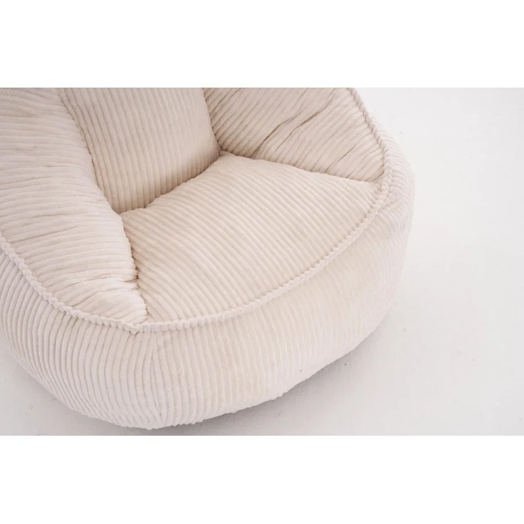 DESVIAE Sitzsack Beige aus Cord – ergonomisch geschwungene Form, 69 x 72 x 51 cm – Bild 9