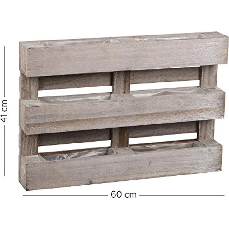 UNUS GARDEN Blumenkasten Paletten Pflanzkasten 3 Reihen (1 St, Abmessung (60 x 41 x 8,5 cm), Pflanzkasten Deko Pflanzgefäß Kräutergarten Wanddekoration aus Holz – Bild 3