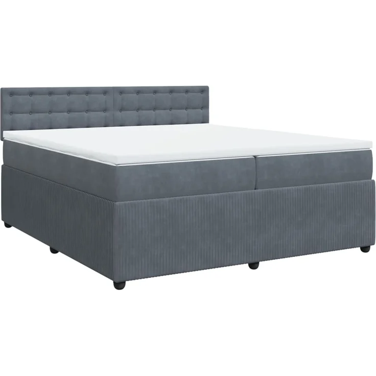 vidaXL Boxspringbett mit Matratze Dunkelgrau 200x200 cm Samt 3287843 – Bild 2