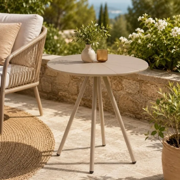 Bistro-Tisch FULHAM taupe Outdoortisch 70cm Balkonmöbel Terrasse Garten