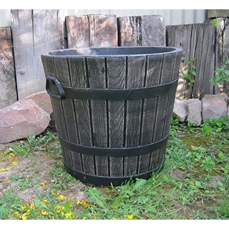 Pflanzkübel POLKA, Größe L, Holzoptik, Eimer