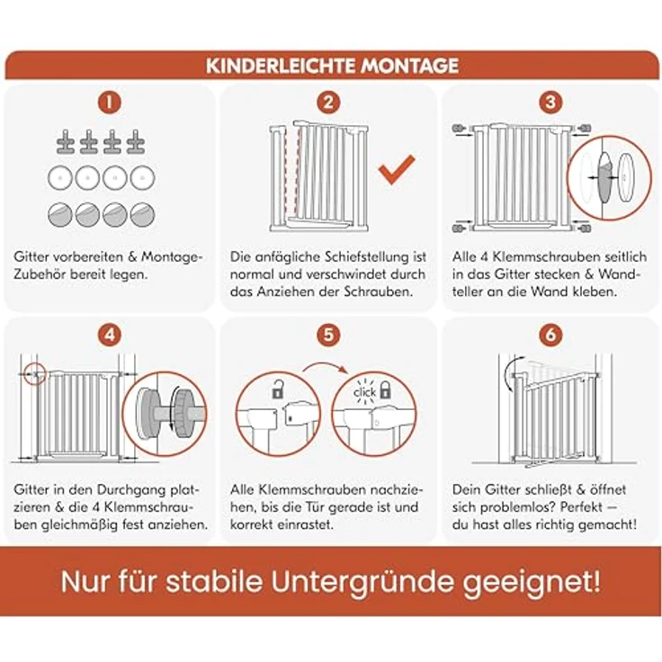 Hauck Treppenschutzgitter Türschutzgitter Clear Step Autoclose 2, für Breiten 75 - 80 cm, Ultra Flache Schwelle, Automatischer Schließmechanismus, ohne Bohren, Einhändiges Öffnen, Metall, Dunkelgrau – Bild 9