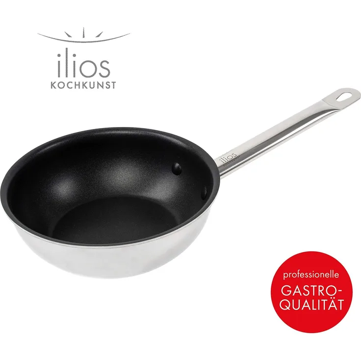 ILIOS Kochkunst Sauteuse Mehrschicht, 16 cm, antihaftbeschichtet, induktionsgeeignet, aus Edelstahl