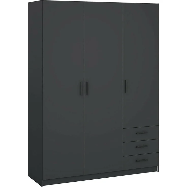 Dmora - Kleiderschrank 3 Türen Thea, Schlafzimmermöbel, Schrank, Garderobe, 147x50 h200 cm, Grau – Bild 3