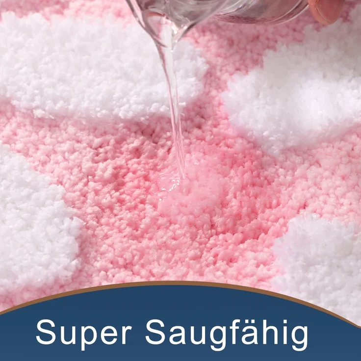 ABC Rosa Badezimmerteppich, niedliches Feenmotiv, rutschfest, waschbar, mit weißen und gelben Blumen, weicher Duschteppich, saugfähig, 40 x 60 cm – Bild 4