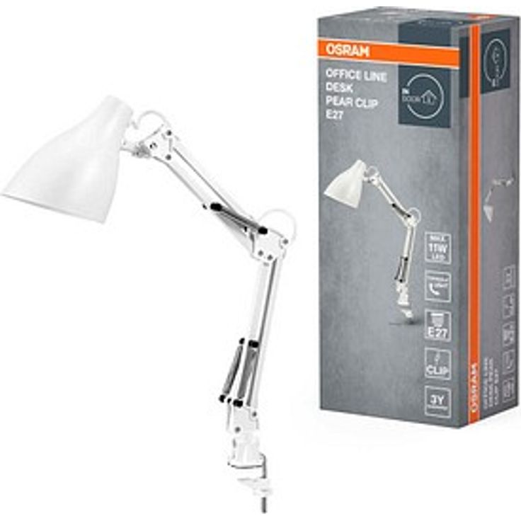 OSRAM Office Line Desk Pear Clip E27 LED Schreibtischlampe, weiß, 11 W mit Tischklemme und warmweißem Licht
