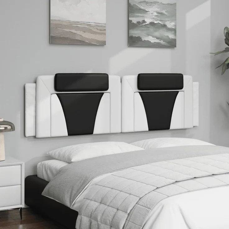 vidaXL Kopfteil-Kissen Weiß und Schwarz 180 cm Kunstleder 374810 – Bild 4