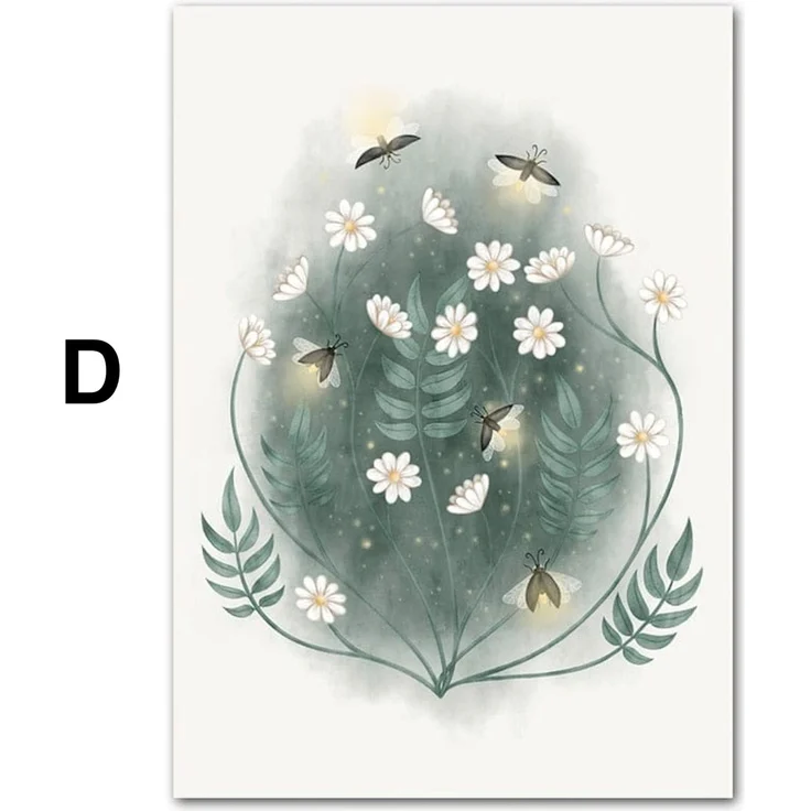 Frosch beim Angeln · Glühwürmchen Blume & schlafendes Eichhörnchen · Dekoprint ohne Rahmen - D / 13x18cm